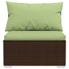 Sify Outdoor 3 Seater Sofa | 5 Pillows | Green Fabric Cushions | Brown