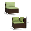 Sify Outdoor 3 Seater Sofa | 5 Pillows | Green Fabric Cushions | Brown
