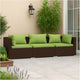 Sify Outdoor 3 Seater Sofa | 5 Pillows | Green Fabric Cushions | Brown