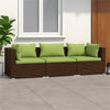 Sify Outdoor 3 Seater Sofa | 5 Pillows | Green Fabric Cushions | Brown