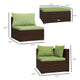 Sify 4pc Outdoor Lounge Sofa Set | 4 Pillows | Green Cushions | Brown Rattan
