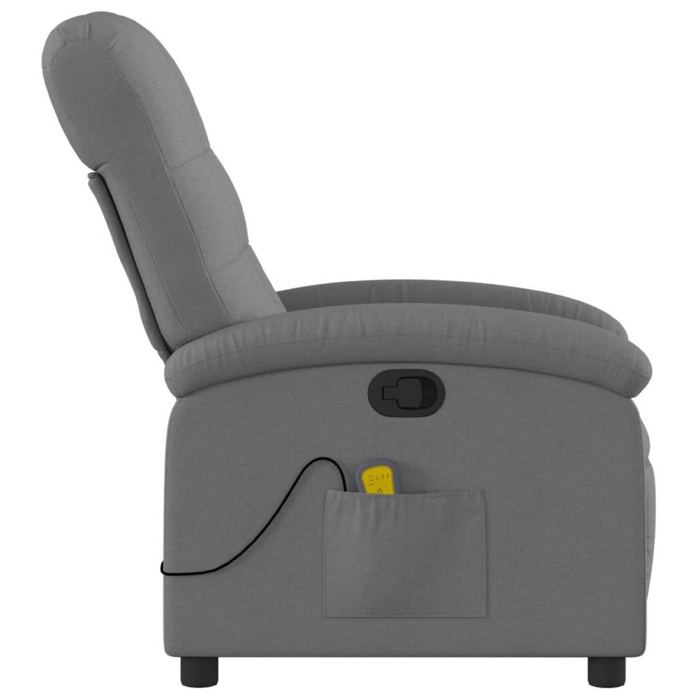 Dery Manual Recliner Chair w Massage | Side Pocket | Dark Gray Polyester BM339682