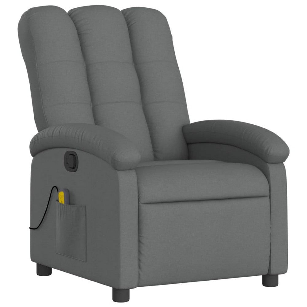 Dery Manual Recliner Chair w Massage | Side Pocket | Dark Gray Polyester