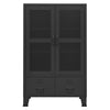 Coy Tall Storage Cabinet | 2 Drawers w 2 Mesh Front Doors | Metal Frame | Black BM339684
