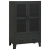 Coy Tall Storage Cabinet | 2 Drawers w 2 Mesh Front Doors | Metal Frame | Black