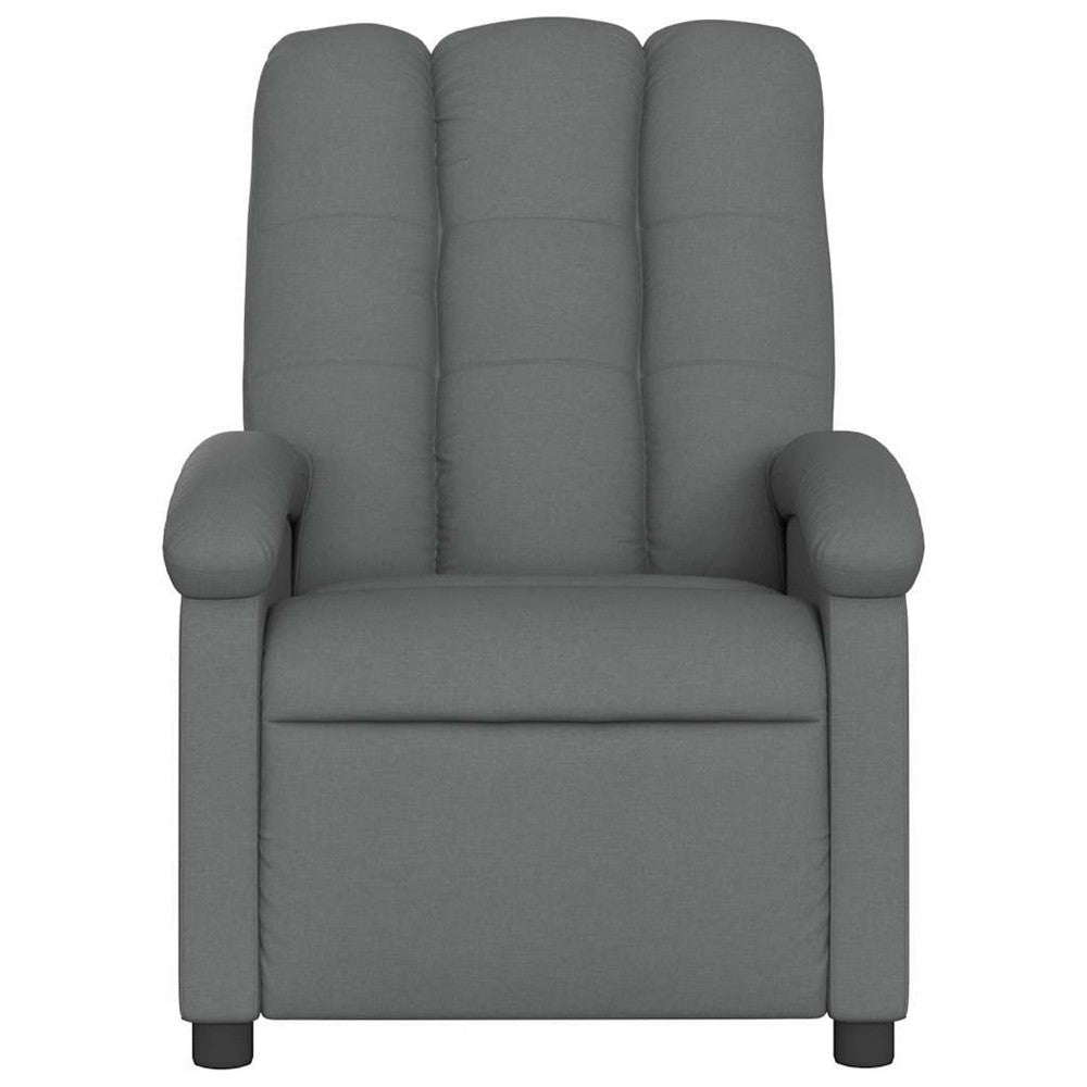 Dery Manual Recliner Chair w Massage | Side Pocket | Light Gray Polyester BM339686
