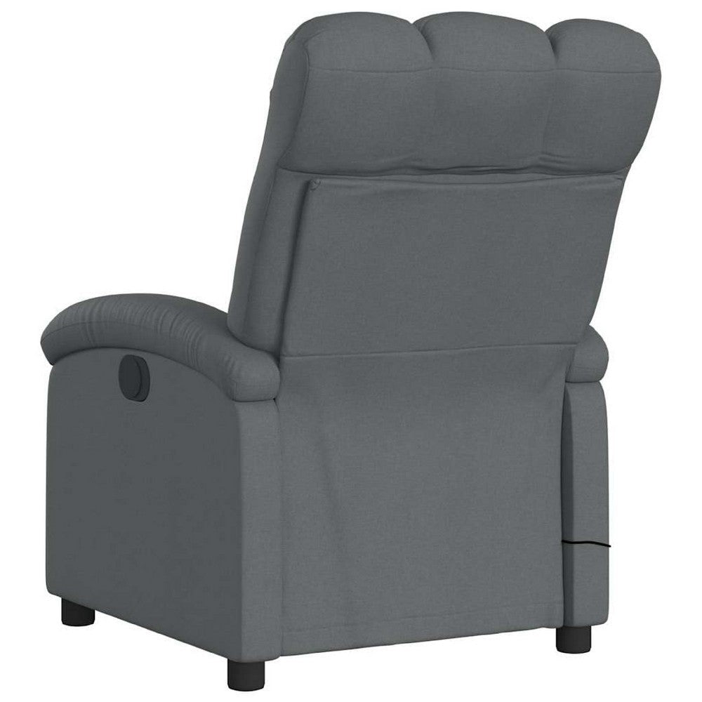 Dery Manual Recliner Chair w Massage | Side Pocket | Light Gray Polyester BM339686