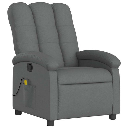 Dery Manual Recliner Chair w Massage | Side Pocket | Light Gray Polyester