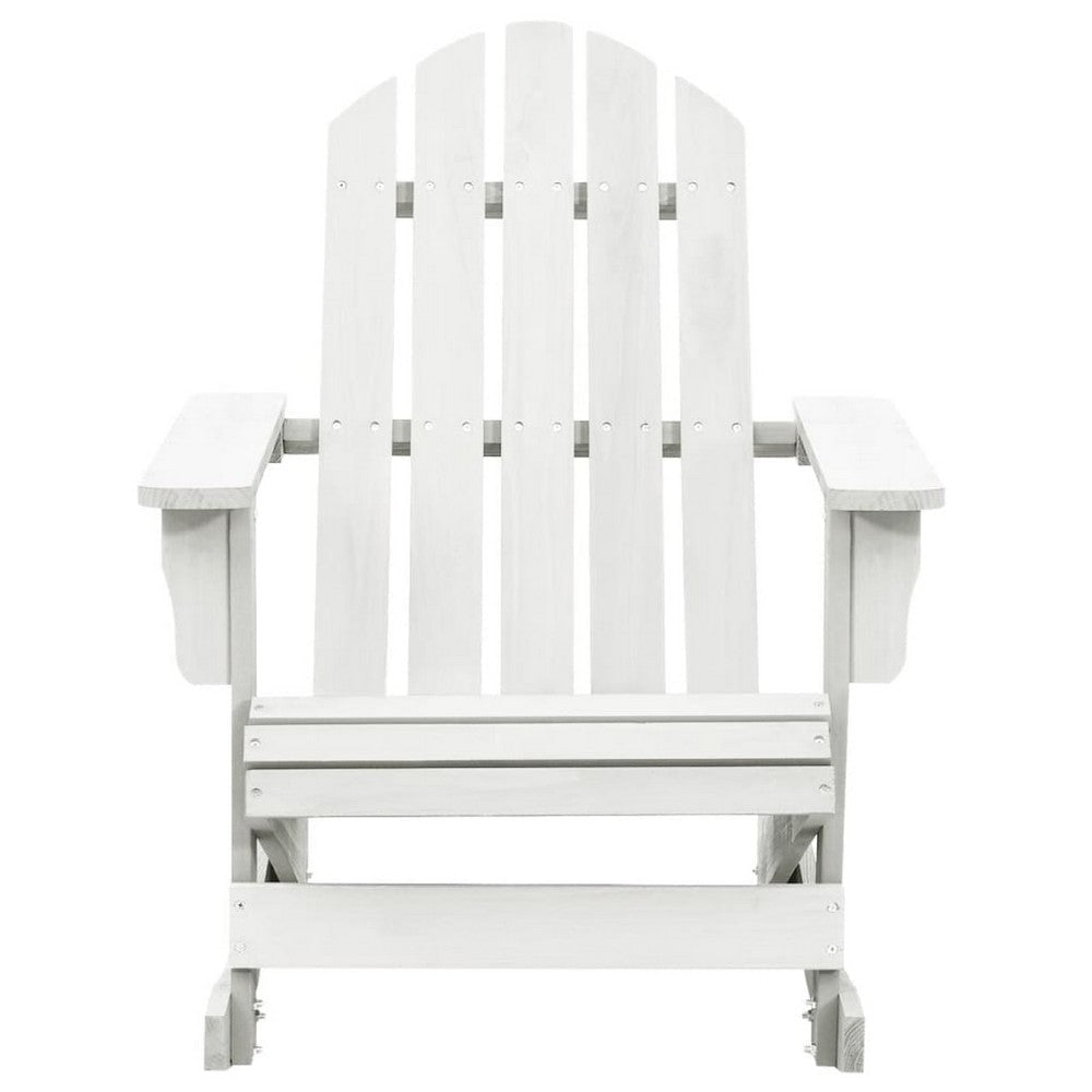 Ava Outdoor Rocking Chair | High Slatted Back | White Natural Wood