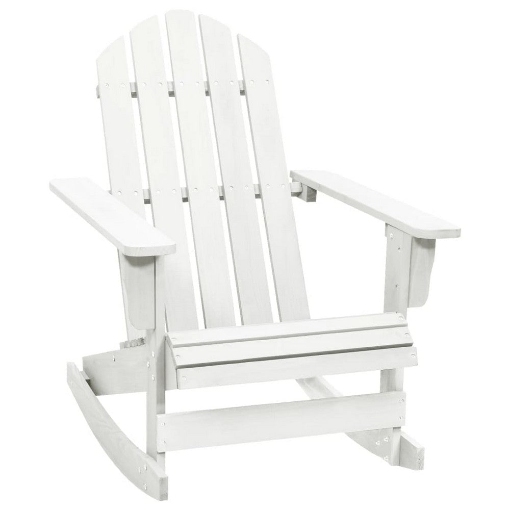 Ava Outdoor Rocking Chair | High Slatted Back | White Natural Wood