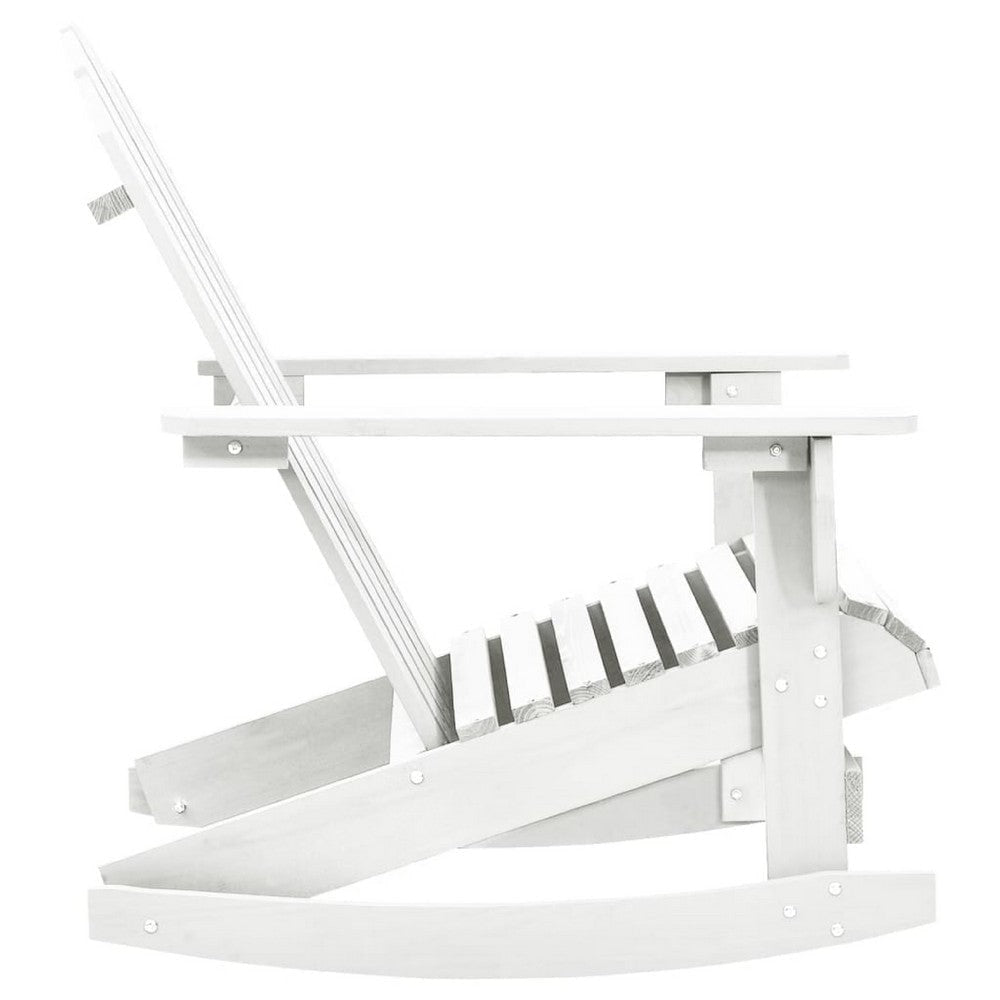 Ava Outdoor Rocking Chair | High Slatted Back | White Natural Wood