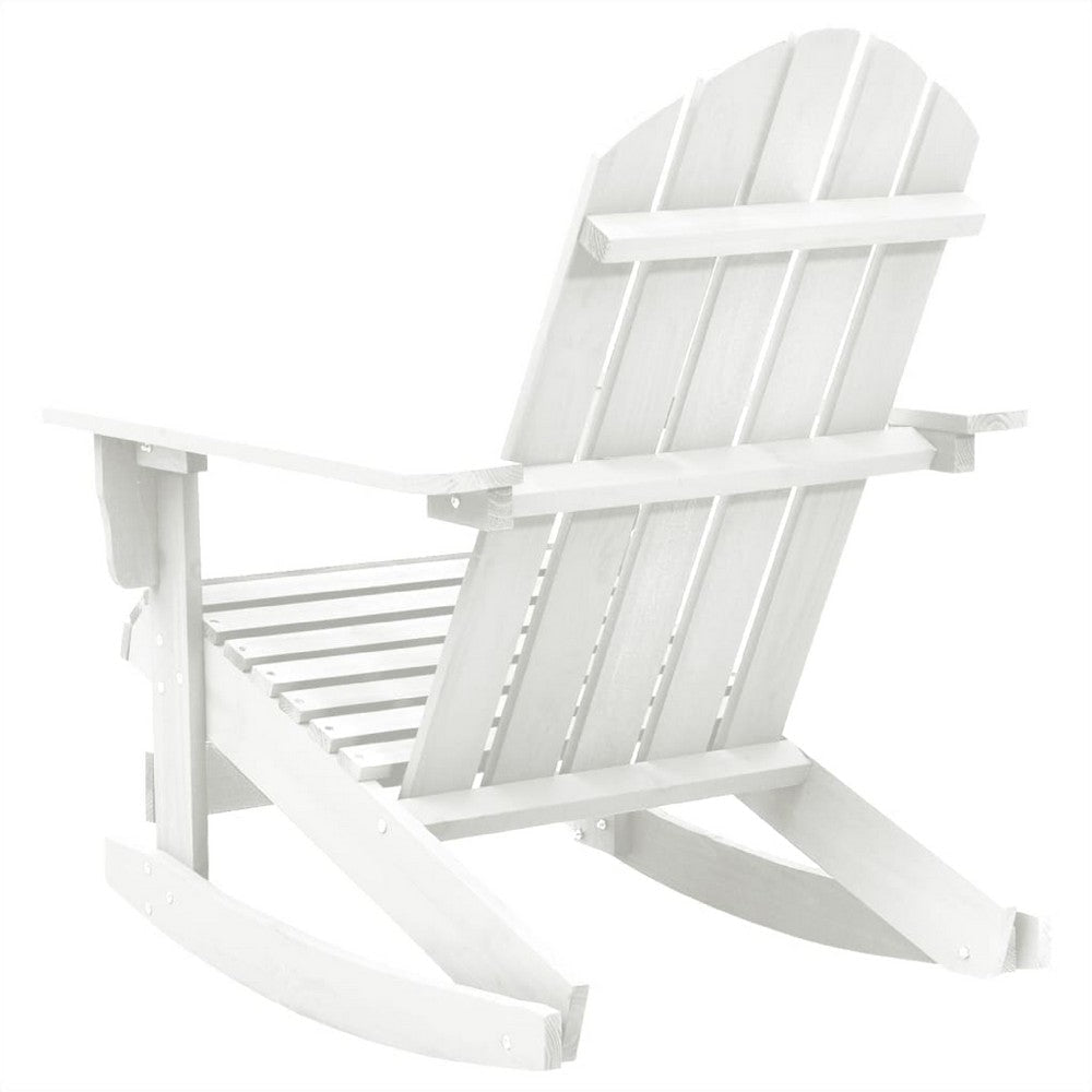 Ava Outdoor Rocking Chair | High Slatted Back | White Natural Wood