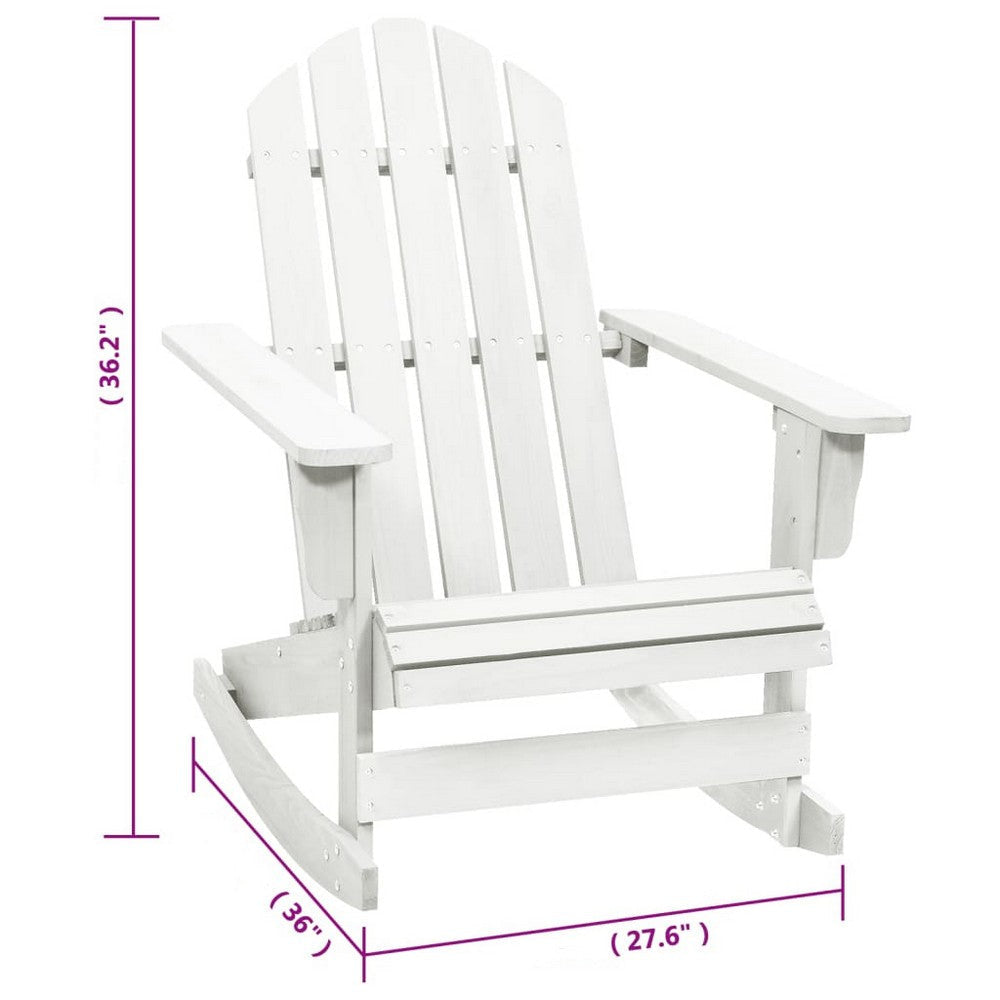 Ava Outdoor Rocking Chair | High Slatted Back | White Natural Wood