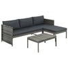 Leny 3pc Modular Garden Lounge Sofa Set w Table | Dark Gray Cushions
