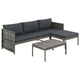 Leny 3pc Modular Garden Lounge Sofa Set w Table | Dark Gray Cushions
