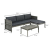 Leny 3pc Modular Garden Lounge Sofa Set w Table | Dark Gray Cushions BM339689