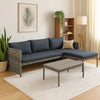 Leny 3pc Modular Garden Lounge Sofa Set w Table | Dark Gray Cushions