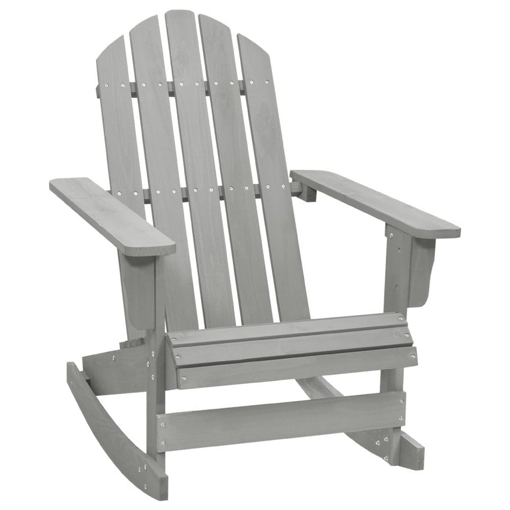Ava Outdoor Garden Rocking Chair | High Slatted Back | Gray Natural Wood