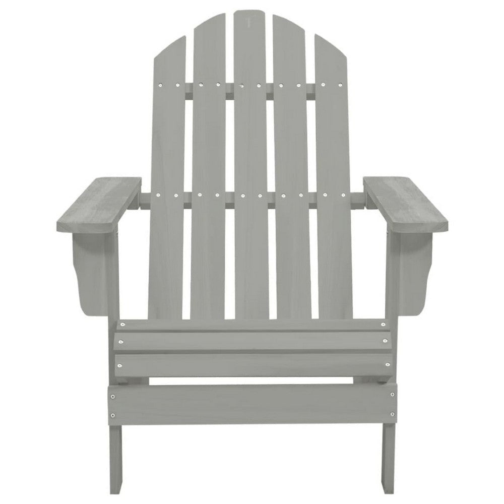 Ava Outdoor Garden Chair | High Slatted Back | Wide Arms | Gray Natural Wood BM339691