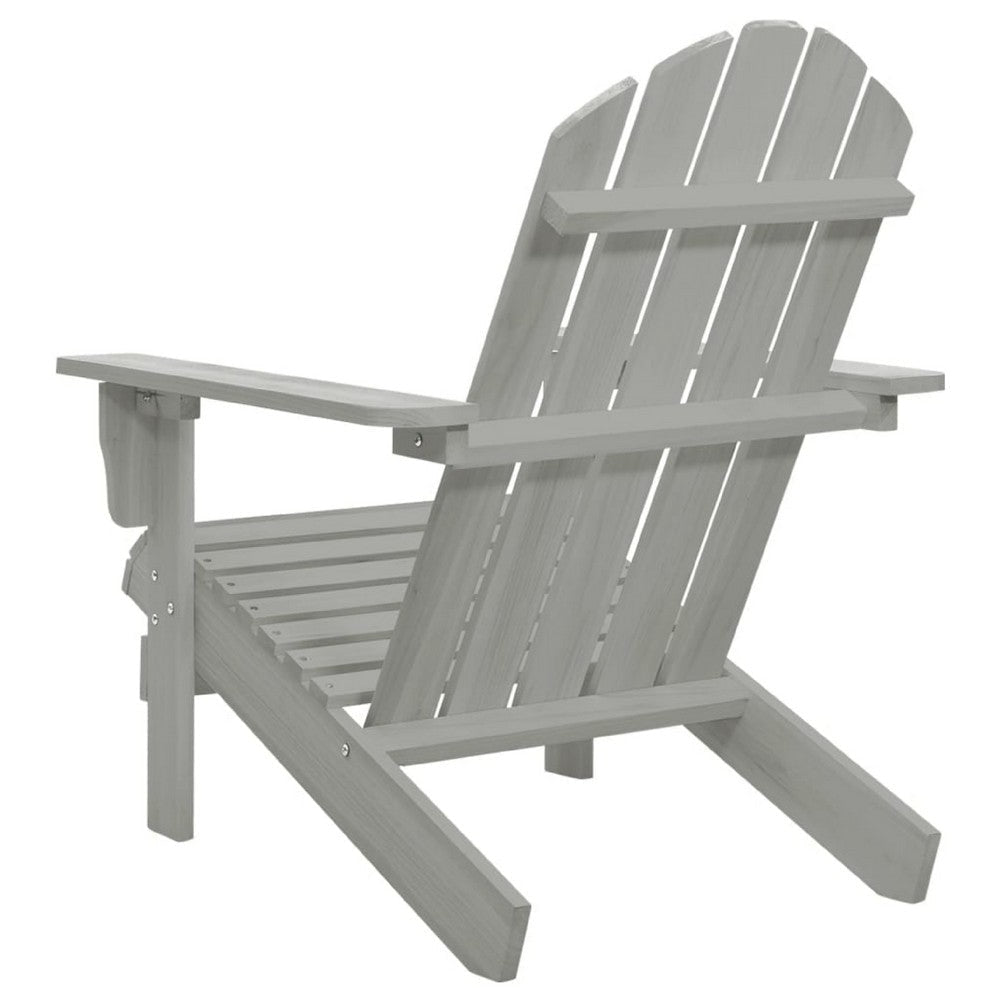 Ava Outdoor Garden Chair | High Slatted Back | Wide Arms | Gray Natural Wood BM339691