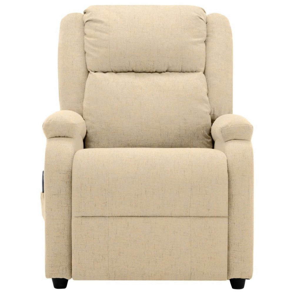 Keo Manual Reclining Massage Chair | Padded Arms | Cream White Fabric BM339693