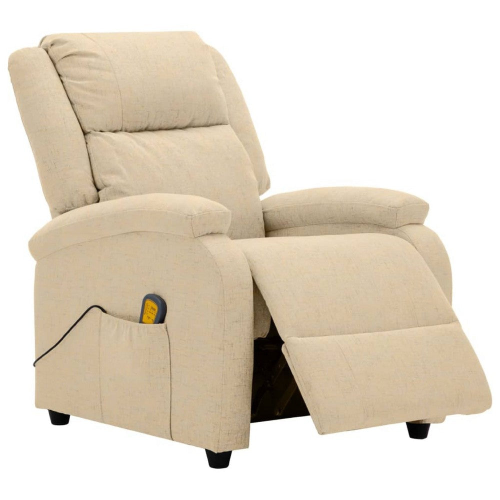 Keo Manual Reclining Massage Chair | Padded Arms | Cream White Fabric BM339693