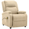 Keo Manual Reclining Massage Chair | Padded Arms | Cream White Fabric