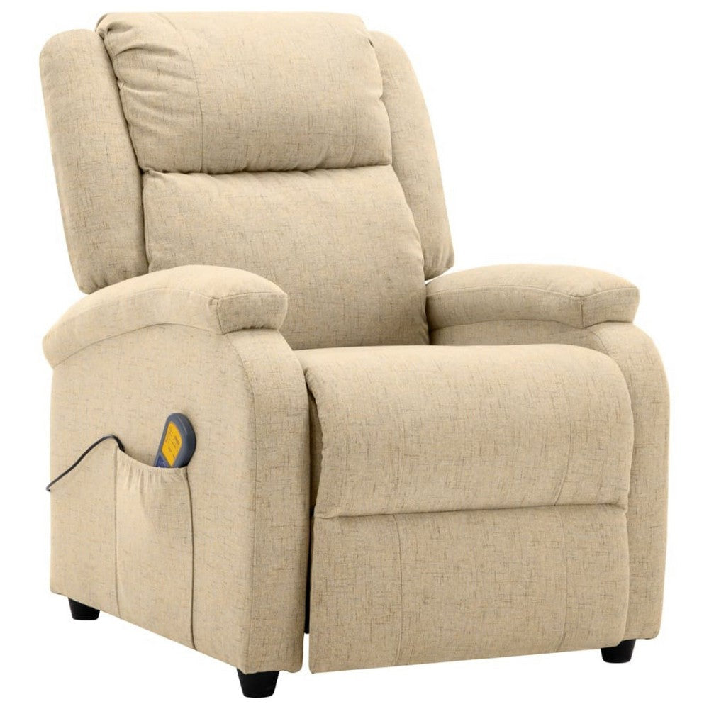 Keo Manual Reclining Massage Chair | Padded Arms | Cream White Fabric