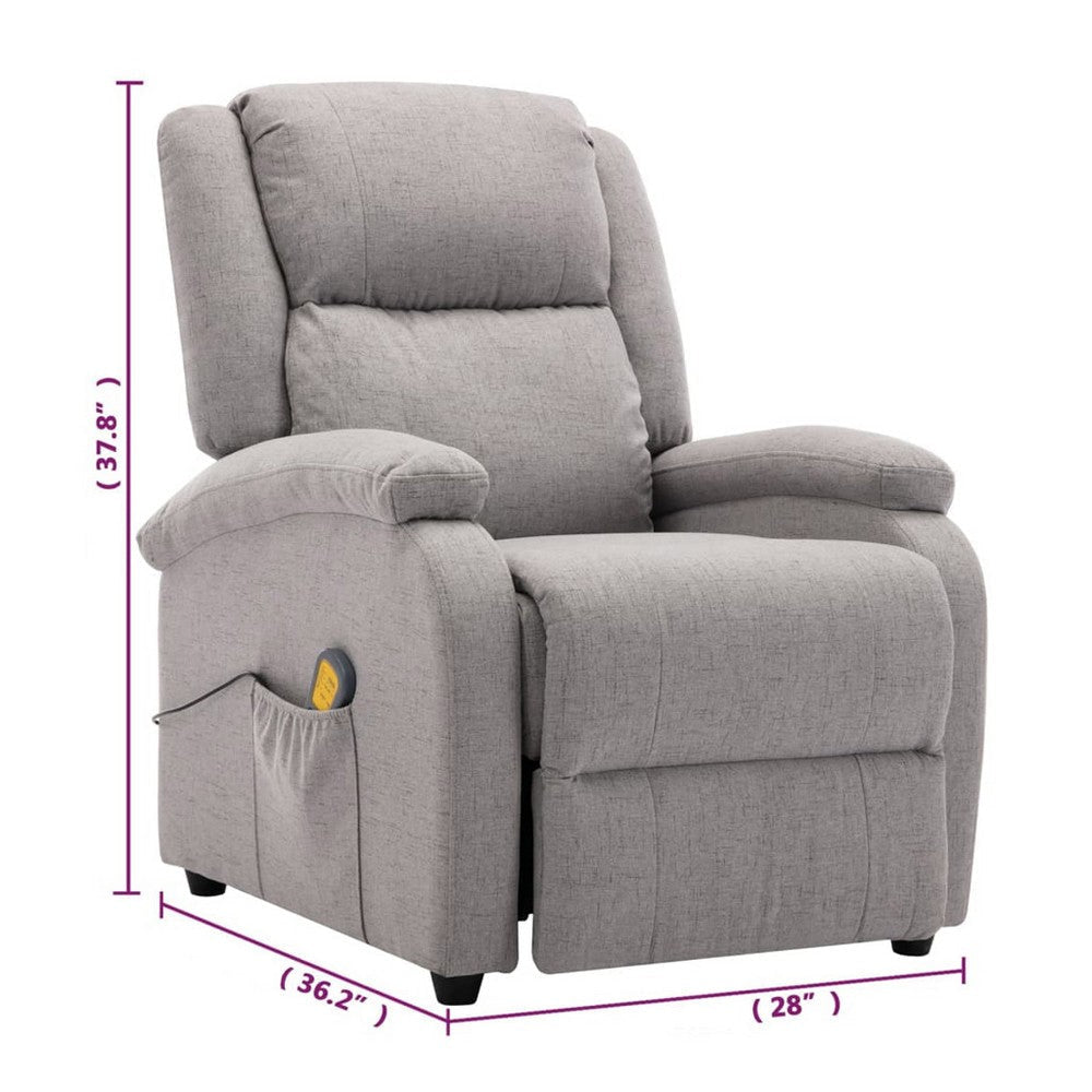 Keo Manual Reclining Massage Chair | Padded Arms | Light Gray Fabric BM339694