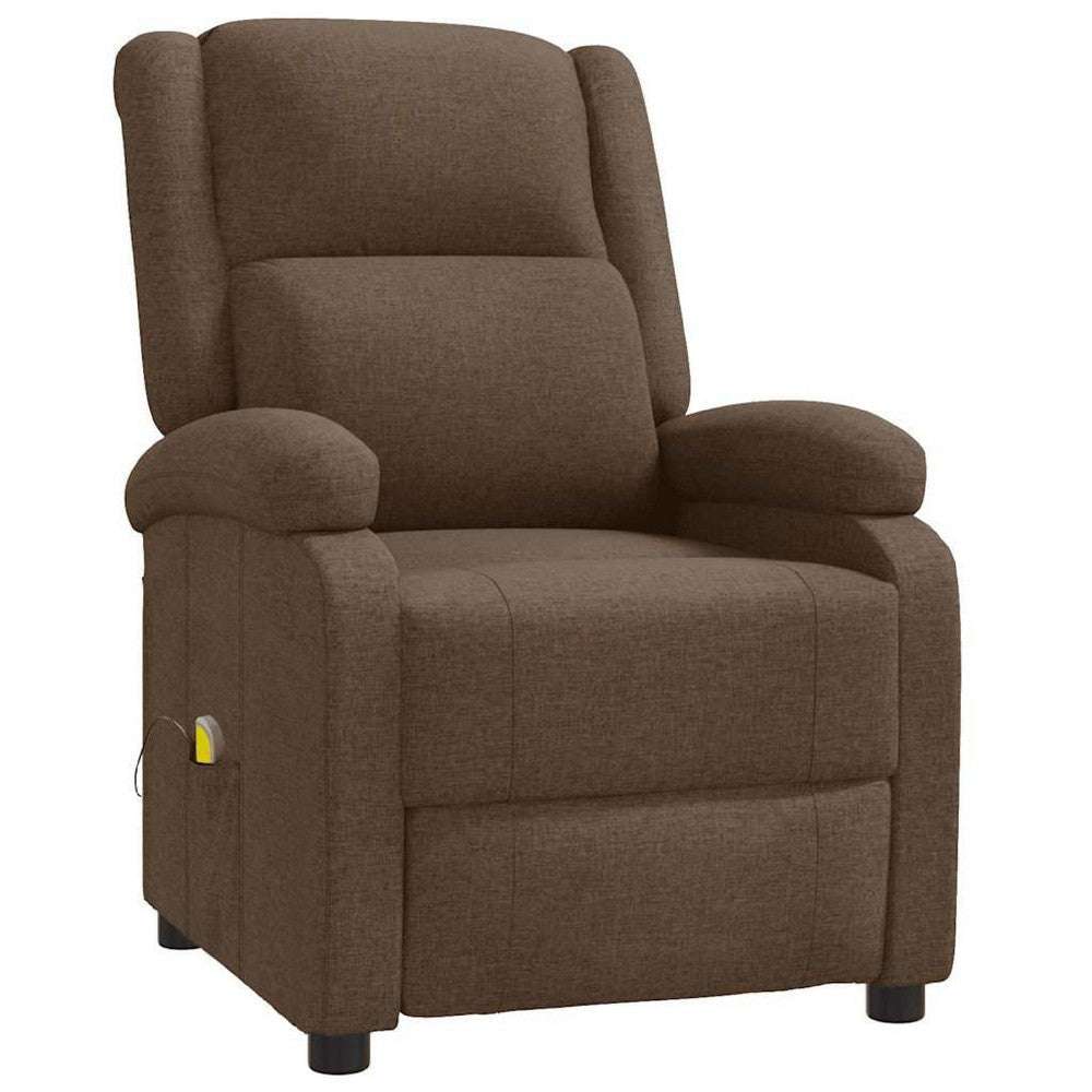 Keo Manual Reclining Massage Chair | Padded Arms | Brown Polyester