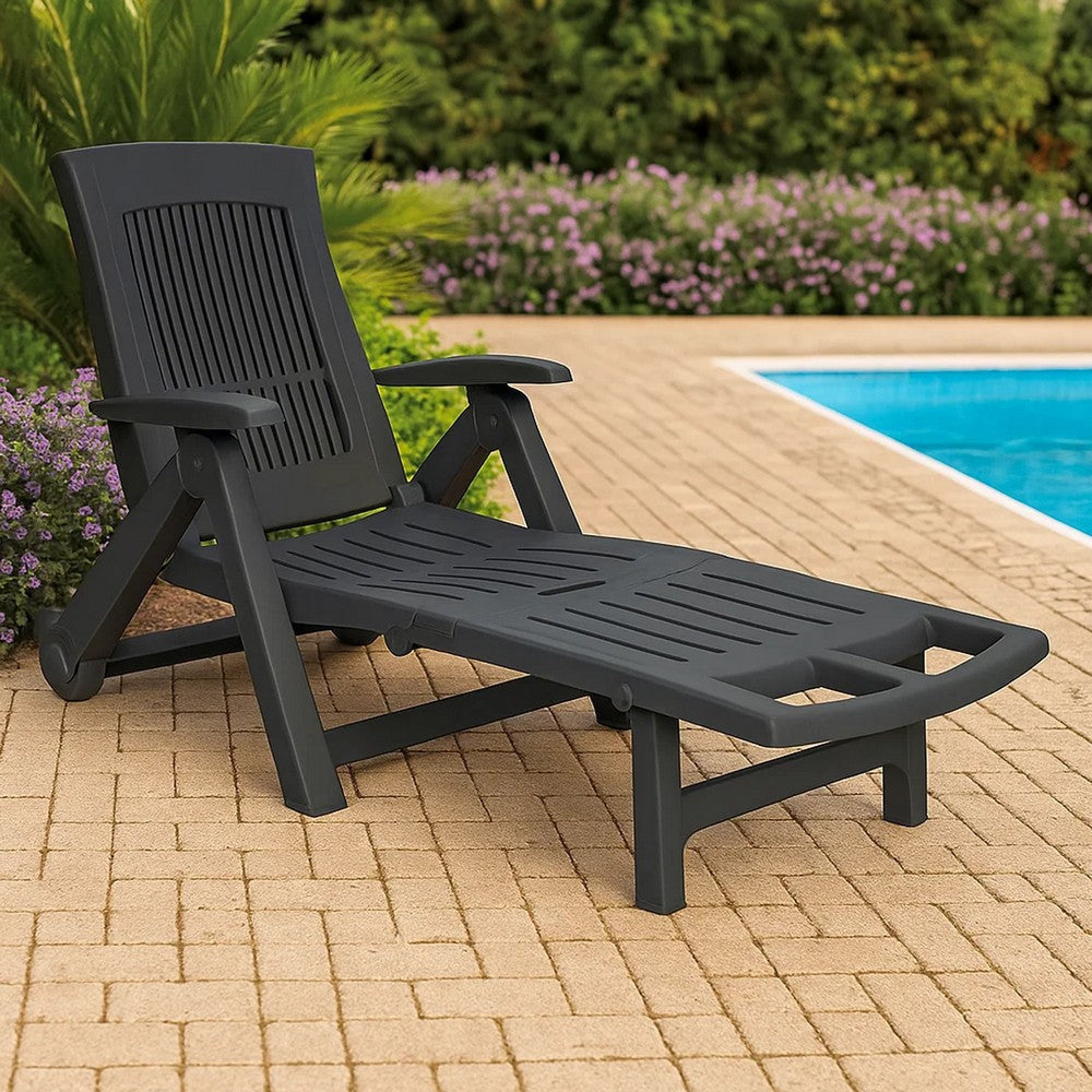 Reny Outdoor Foldable Sun Lounger | Adjustable Back | Black BM339696