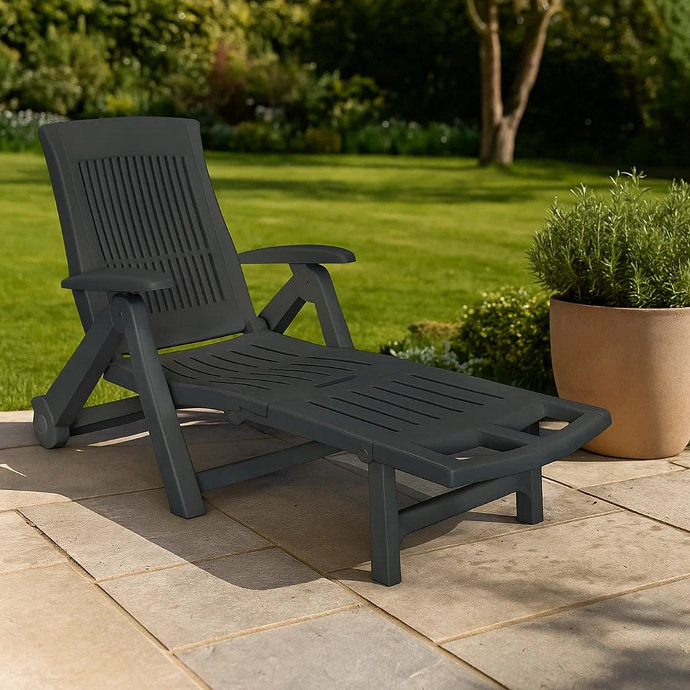 Reny Outdoor Foldable Sun Lounger | Adjustable Back | Black