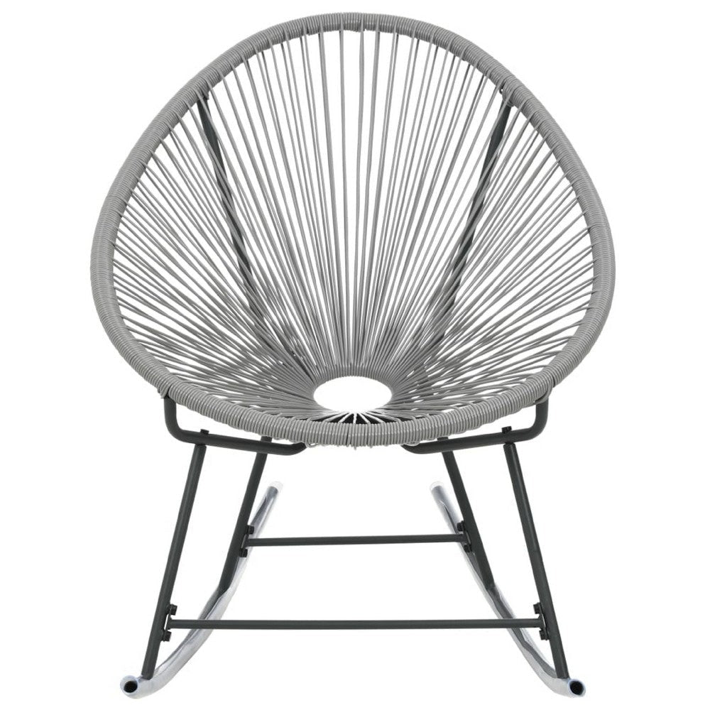 Tia Outdoor Rocking Chair | Gray Scooped Seat | Black Steel Legs BM339697