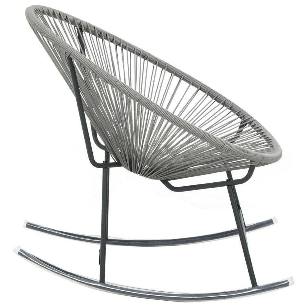 Tia Outdoor Rocking Chair | Gray Scooped Seat | Black Steel Legs BM339697