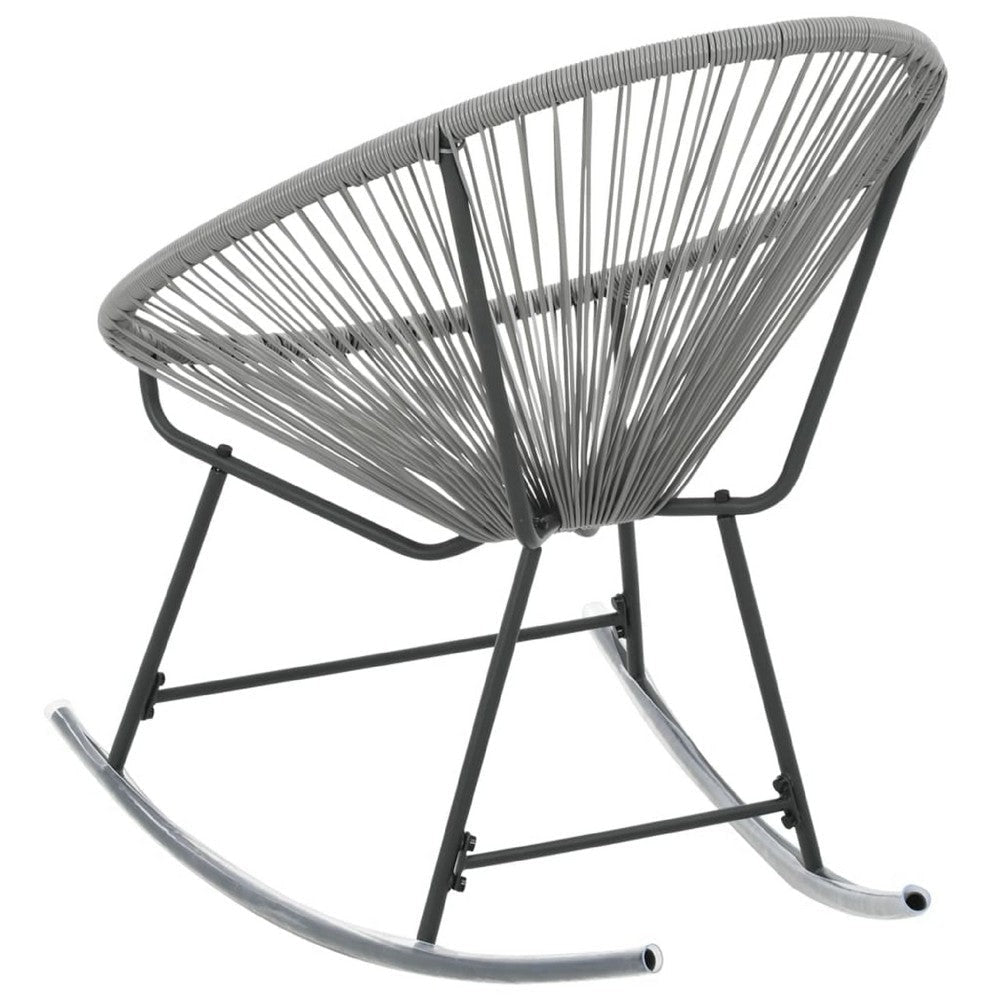 Tia Outdoor Rocking Chair | Gray Scooped Seat | Black Steel Legs BM339697