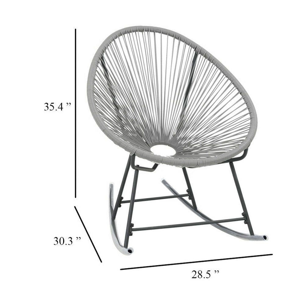 Tia Outdoor Rocking Chair | Gray Scooped Seat | Black Steel Legs BM339697
