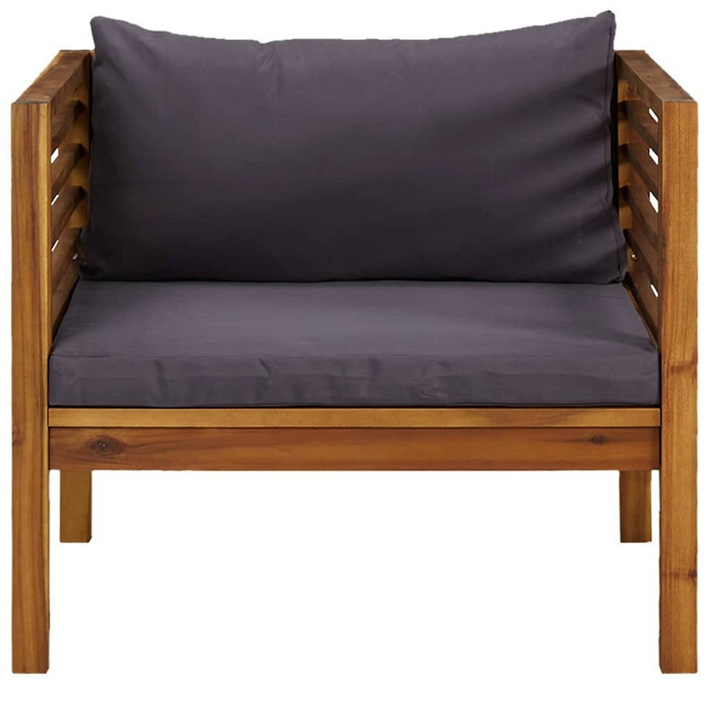 Lex Outdoor Armchair | Dark Gray Seat & Back Cushion | Brown Acacia Wood BM339698