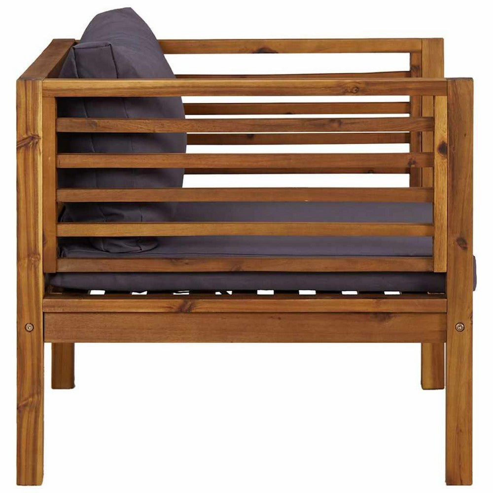 Lex Outdoor Armchair | Dark Gray Seat & Back Cushion | Brown Acacia Wood BM339698