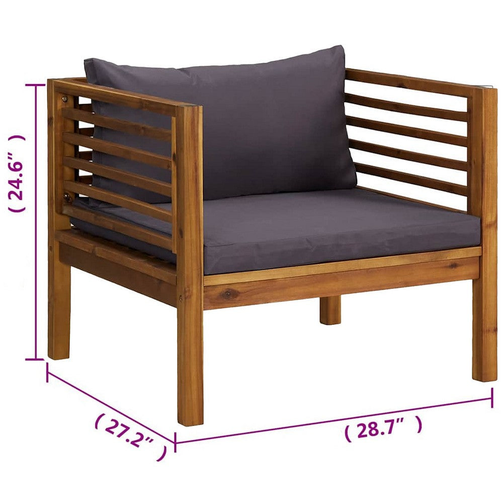 Lex Outdoor Armchair | Dark Gray Seat & Back Cushion | Brown Acacia Wood BM339698