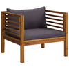 Lex Outdoor Armchair | Dark Gray Seat & Back Cushion | Brown Acacia Wood