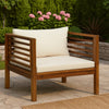 Lex Outdoor Armchair | Cream White Seat & Back Cushion | Brown Acacia Wood BM339699