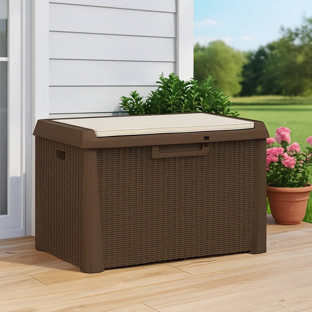Jely Outdoor Garden Storage Box w Seat Cushion | 29" | Brown