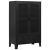 Miry Tall Office Cabinet | 2 Drawers w 2 Mesh Front Doors | Black Steel