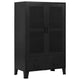 Miry Tall Office Cabinet | 2 Drawers w 2 Mesh Front Doors | Black Steel