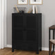 Miry Tall Office Cabinet | 2 Drawers w 2 Mesh Front Doors | Black Steel