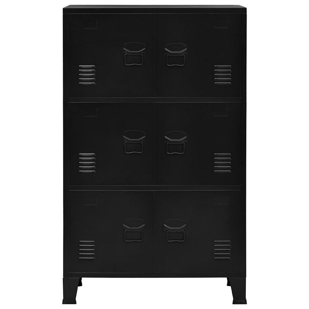 Nix Tall Storage Chest | 6 Doors w 3 Shelves | Matte Black Steel BM339702