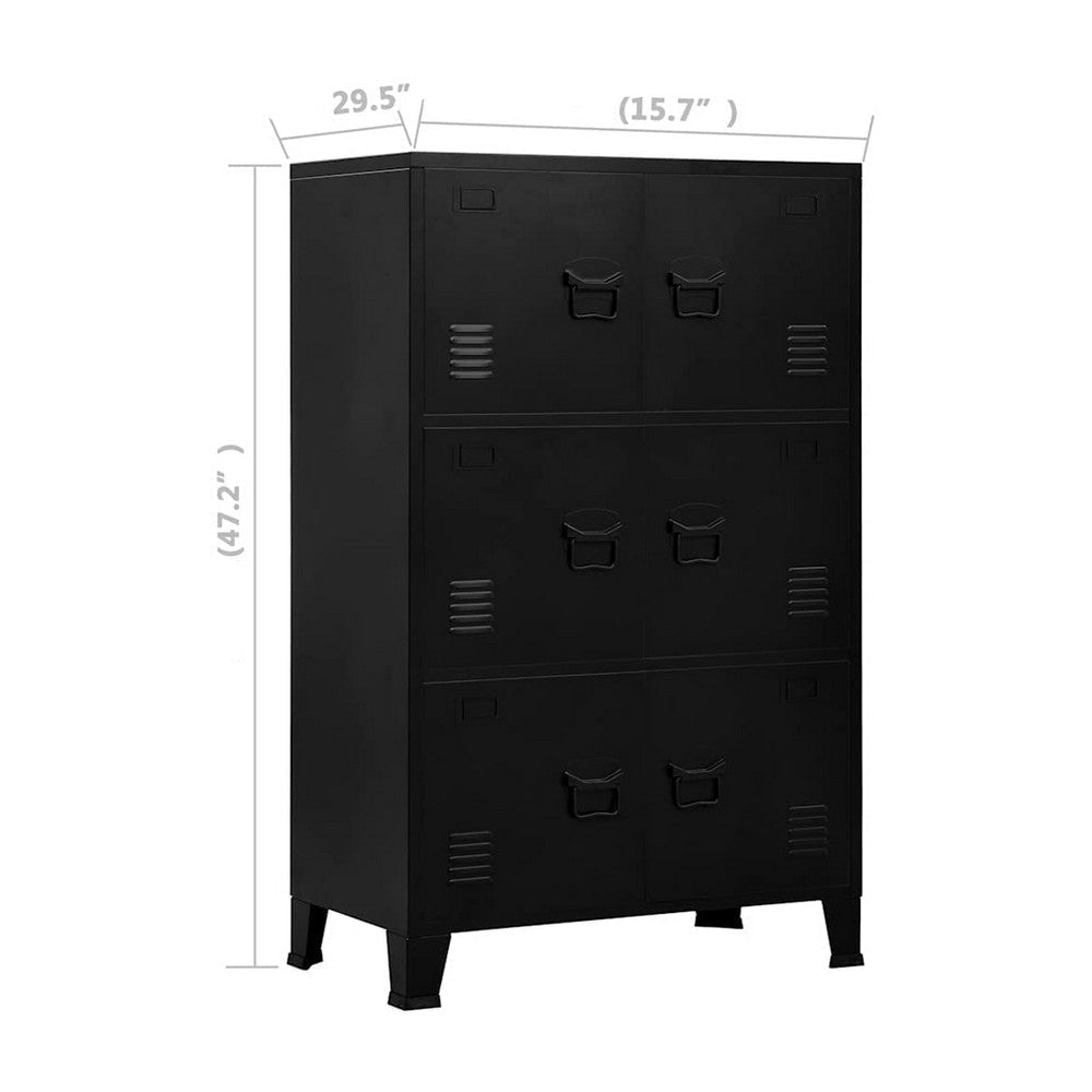 Nix Tall Storage Chest | 6 Doors w 3 Shelves | Matte Black Steel BM339702