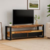 Kely TV Entertainment Media Cabinet | Brown Solid Sheesham Wood | Black Steel BM339703