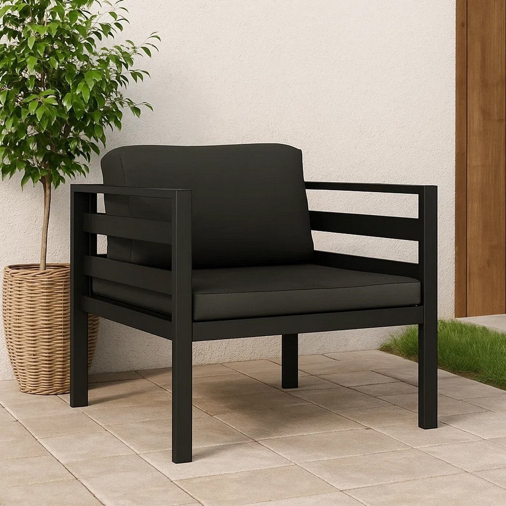 Xem Outdoor Sofa Chair | Fiberfill Seat & Back Cushions | Anthracite Black BM339705