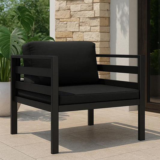 Xem Outdoor Sofa Chair | Fiberfill Seat & Back Cushions | Anthracite Black BM339705